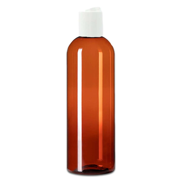 16 oz Amber PET Plastic Cosmo Bottle w/ White Disc Top Plastic Storage Bottles Your Oil Tools 
