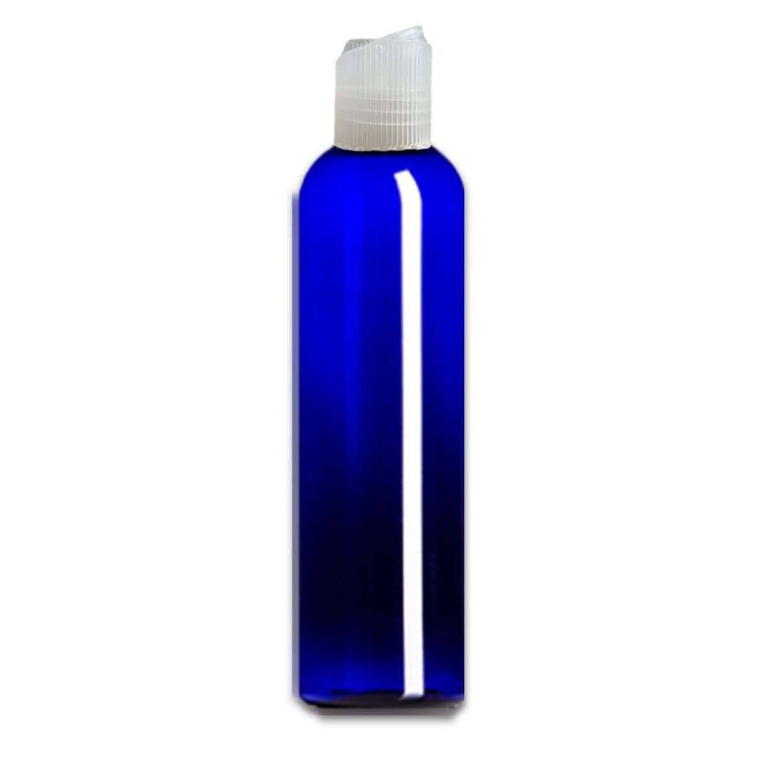 16 oz Blue PET Plastic Cosmo Bottle w/ Natural Polypropylene Ribbed Disc Top Plastic Storage Bottles Your Oil Tools 