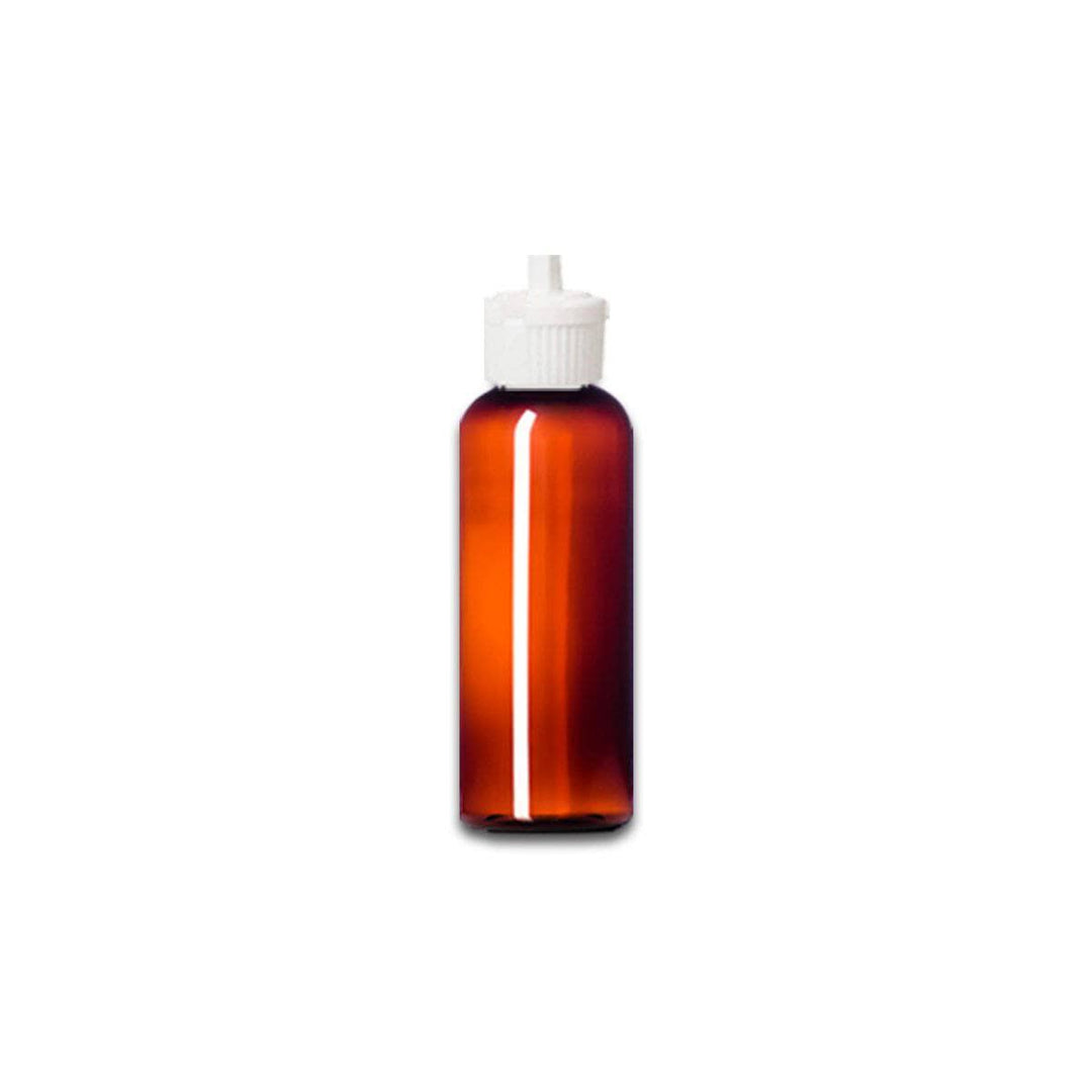 2 oz Amber PET Plastic Cosmo Bottle w/ White Turret Top Plastic Storage Bottles Your Oil Tools 