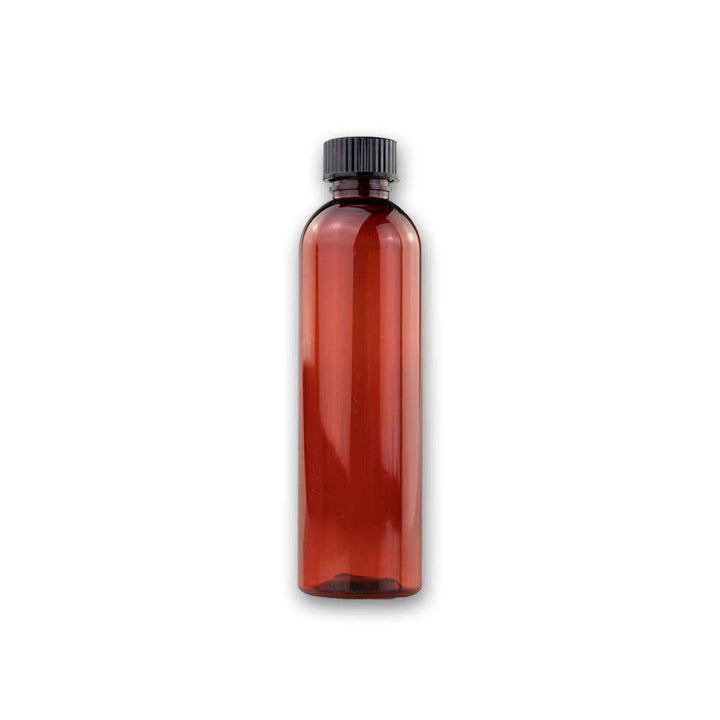 4 oz Amber PET Plastic Cosmo Bottle w/ Black Storage Cap Plastic Storage Bottles Your Oil Tools 