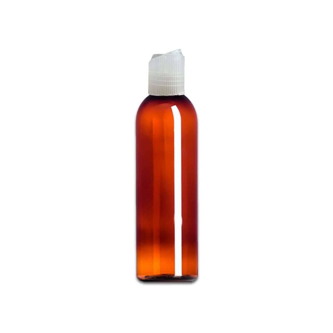 4 oz Amber PET Plastic Cosmo Bottle w/ Natural Polypropylene Ribbed Disc Top Plastic Storage Bottles Your Oil Tools 