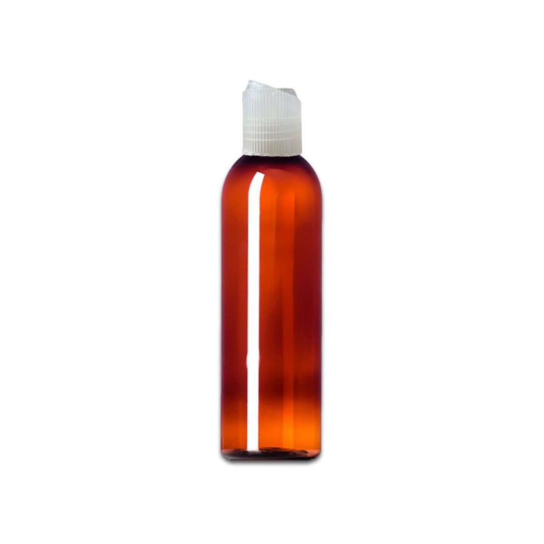 4 oz Amber PET Plastic Cosmo Bottle w/ Natural Polypropylene Ribbed Disc Top Plastic Storage Bottles Your Oil Tools 