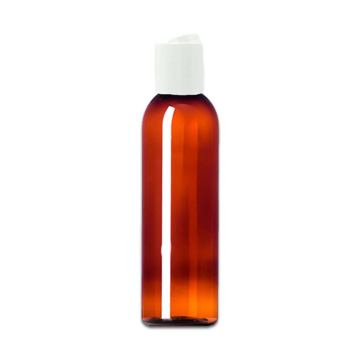 4 oz Amber PET Plastic Cosmo Bottle w/ White Disc Top Plastic Storage Bottles Your Oil Tools 