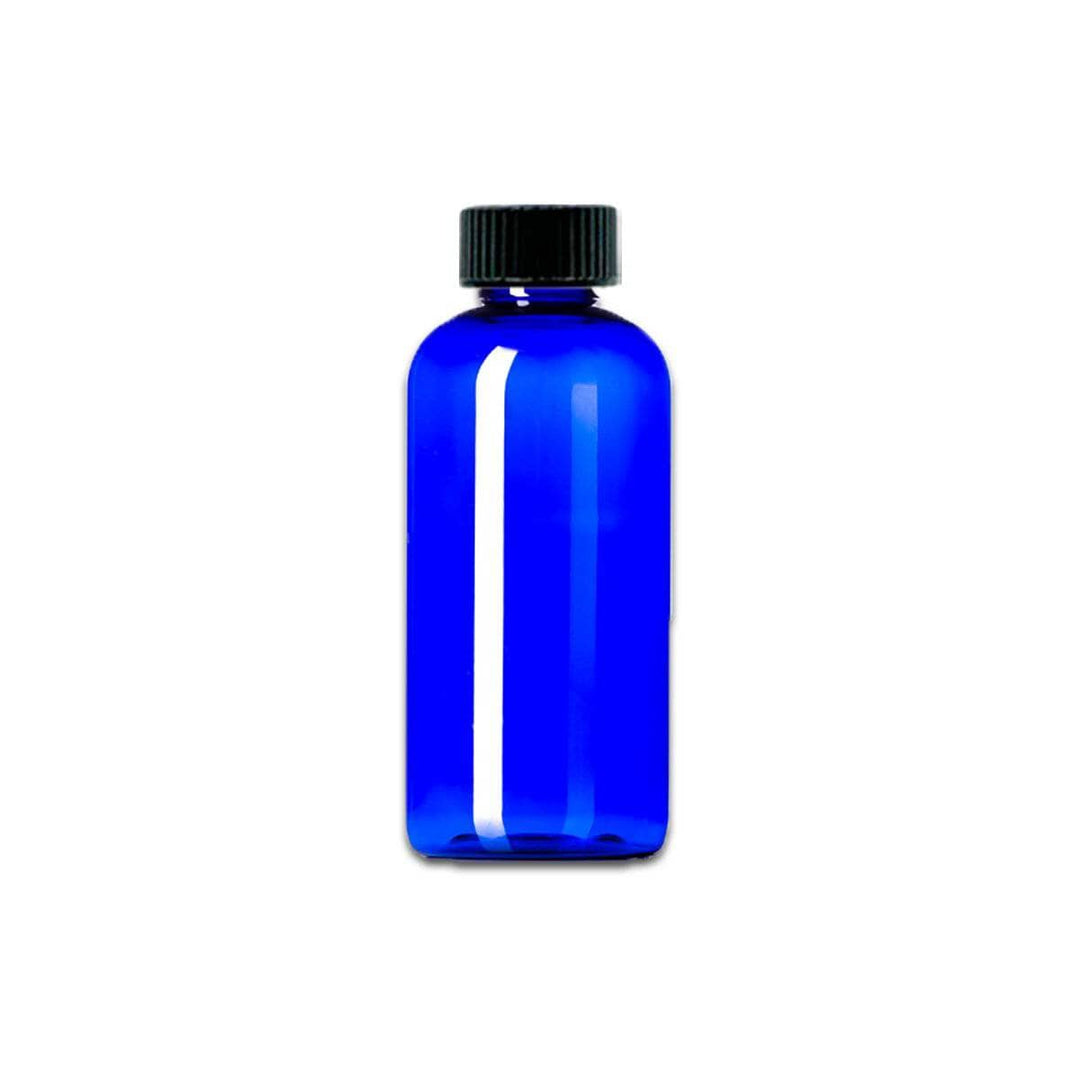 4 oz Blue PET Plastic Boston Round Bottle w/ Black Storage Cap Plastic Storage Bottles Your Oil Tools 