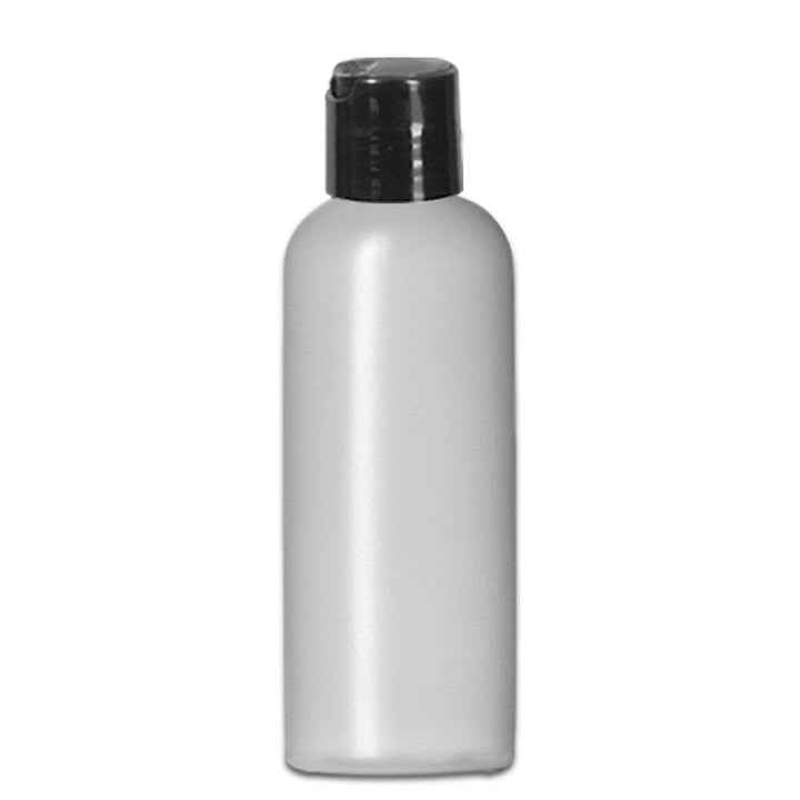 4 oz Natural-Colored HDPE Plastic Imperial Round Bottle w/ Black Disc Top Plastic Storage Bottles Your Oil Tools 
