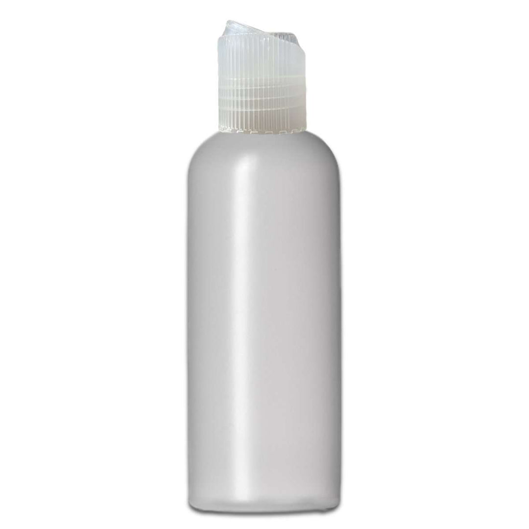 4 oz Natural-Colored HDPE Plastic Imperial Round Bottle w/ Natural Polypropylene Ribbed Disc Top Plastic Storage Bottles Your Oil Tools 