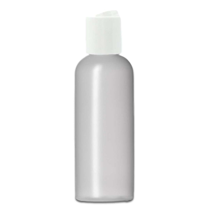 4 oz Natural-Colored HDPE Plastic Imperial Round Bottle w/ White Disc Top Plastic Storage Bottles Your Oil Tools 