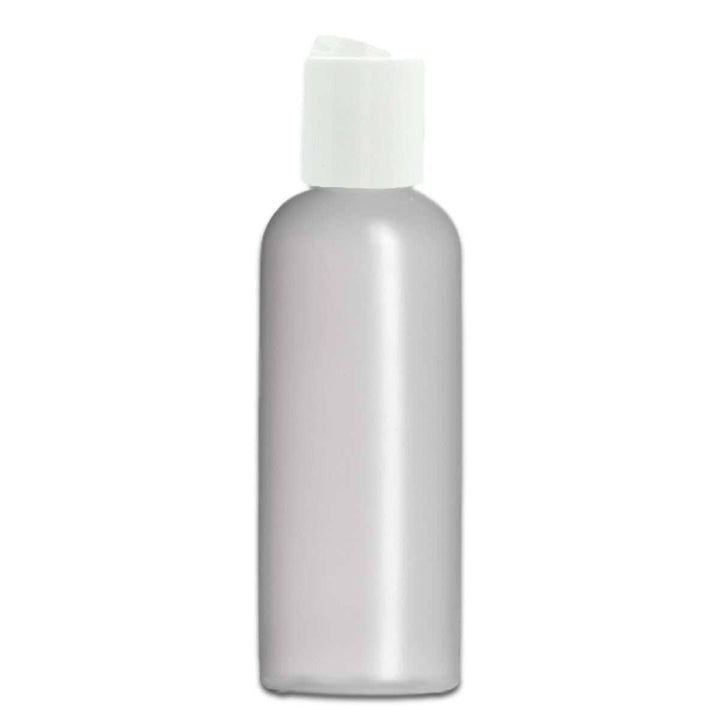 4 oz Natural-Colored HDPE Plastic Imperial Round Bottle w/ White Disc Top Plastic Storage Bottles Your Oil Tools 