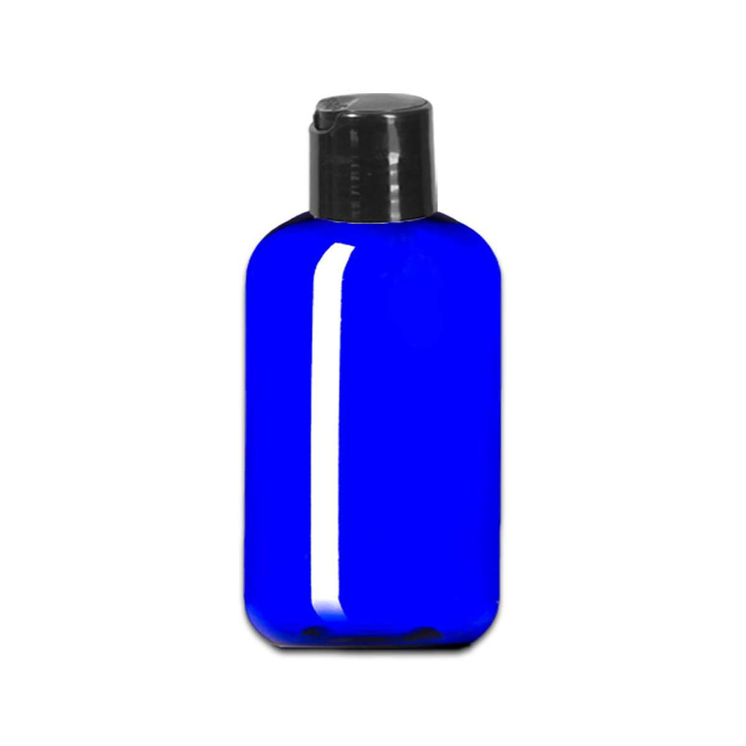 8 oz Blue PET Plastic Boston Round Bottle w/ Black Disc Top Plastic Storage Bottles Your Oil Tools 