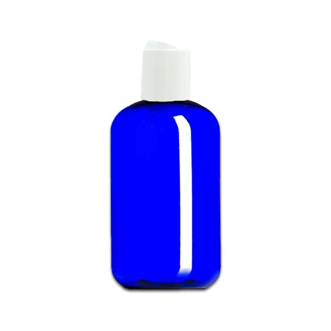 8 oz Blue PET Plastic Boston Round Bottle w/ White Disc Top Plastic Storage Bottles Your Oil Tools 