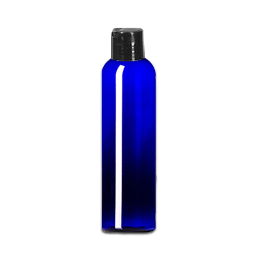 8 oz Blue PET Plastic Cosmo Bottle w/ Black Disc Top Plastic Storage Bottles Your Oil Tools 