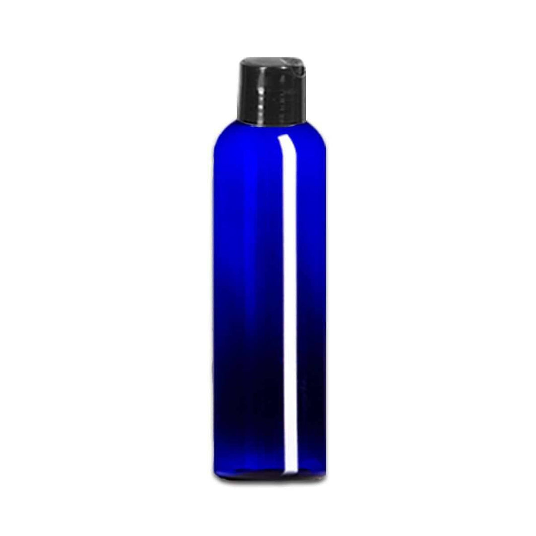 8 oz Blue PET Plastic Cosmo Bottle w/ Black Disc Top Plastic Storage Bottles Your Oil Tools 