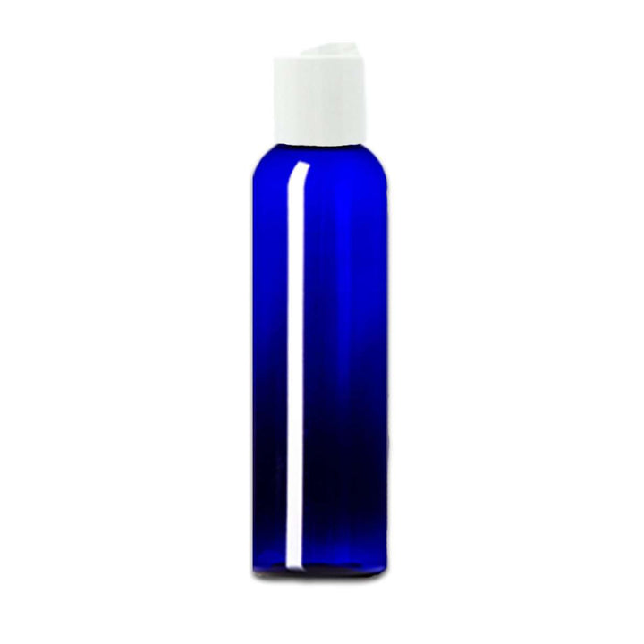 8 oz Blue PET Plastic Cosmo Bottle w/ White Disc Top Plastic Storage Bottles Your Oil Tools 