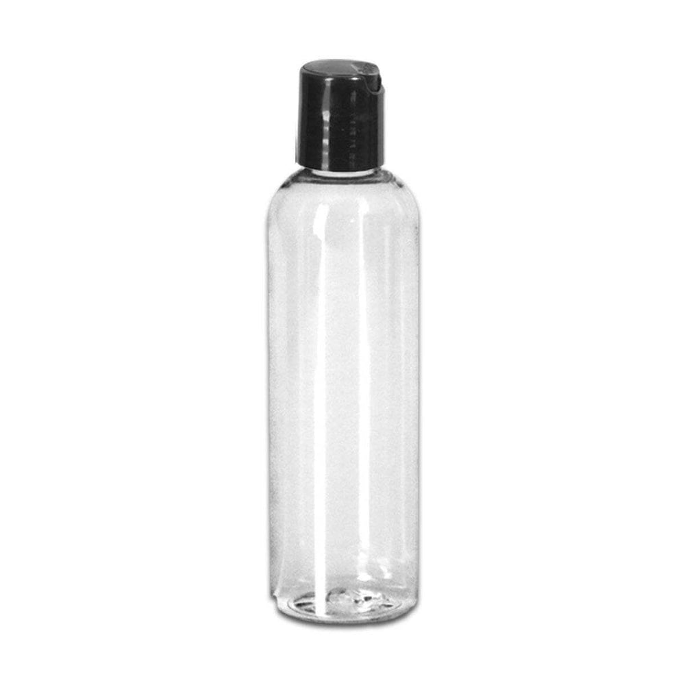 8 oz Clear PET Plastic Cosmo Bottle w/ Black Disc Top Plastic Storage Bottles Your Oil Tools 