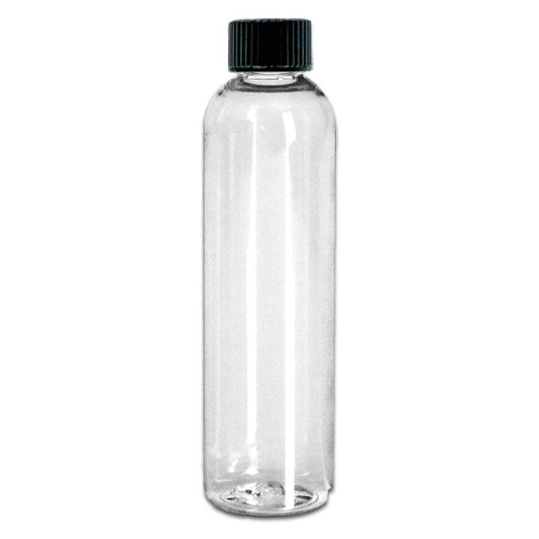 8 oz Clear PET Plastic Cosmo Bottle w/ Black Storage Cap Plastic Storage Bottles Your Oil Tools 
