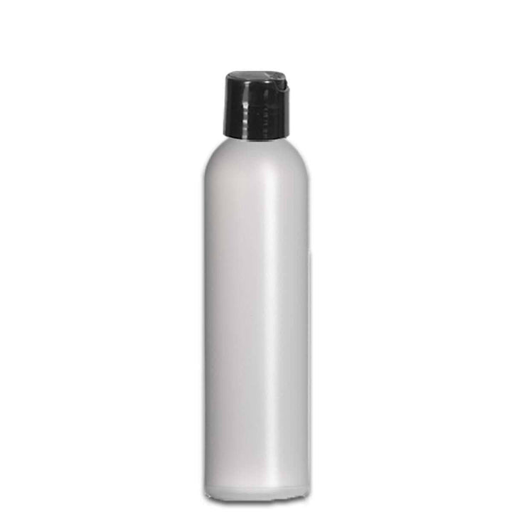 8 oz Natural-Colored HDPE Plastic Cosmo Bottle w/ Black Disc Top Plastic Storage Bottles Your Oil Tools 