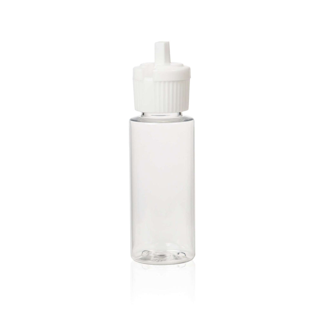 1 oz Clear PET Plastic Cosmo Bottle w/ White Flip Top Plastic Treatment Bottles Your Oil Tools 