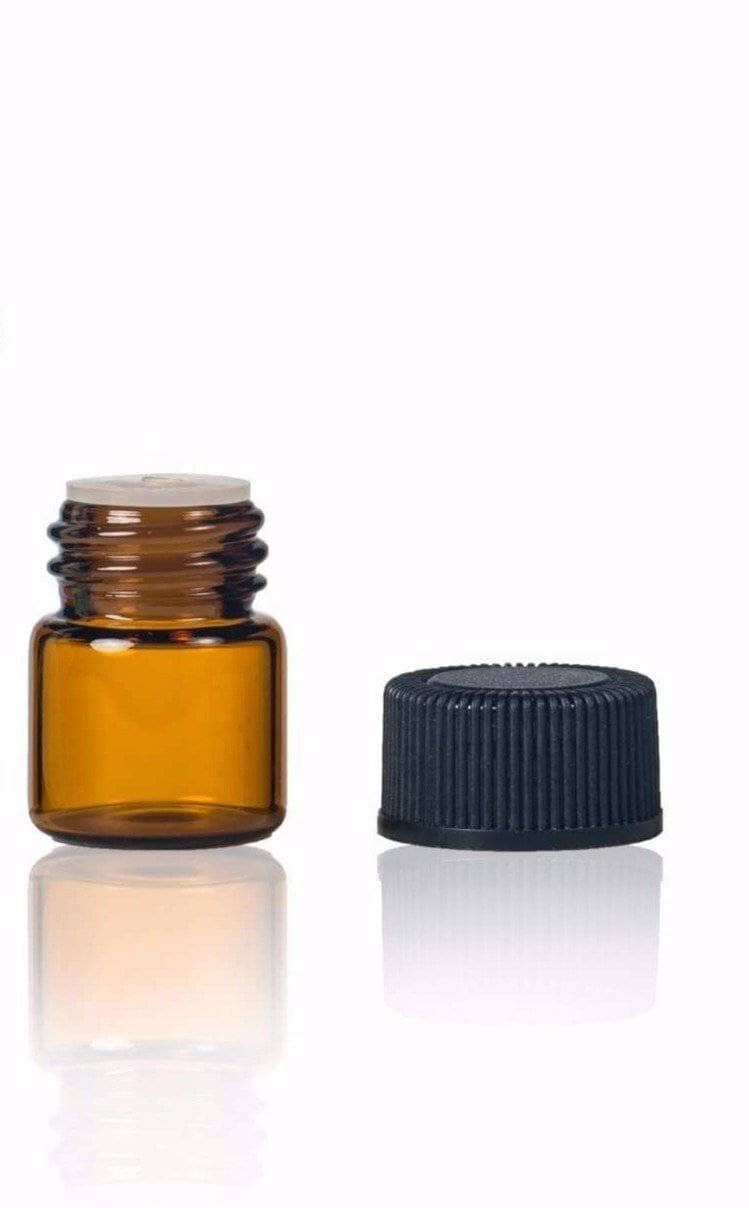 1 ml Amber Glass Vial w/ Orifice Reducer & Black Cap (Flat of 144) Sample Bottles Your Oil Tools 